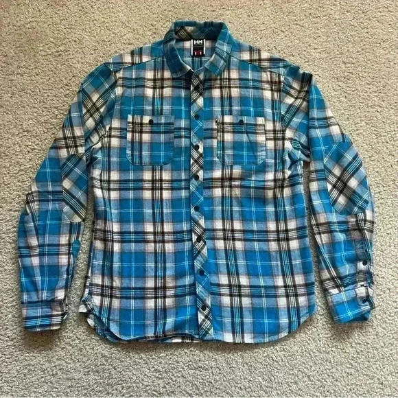 Helly Hansen Men’s Classic Plaid Long Sleeve Shirt Blue Size Large Button Down. - Picture 1 of 16